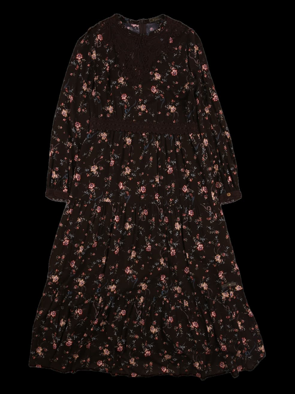 레이스 포인트 프린트 셔링 원피스