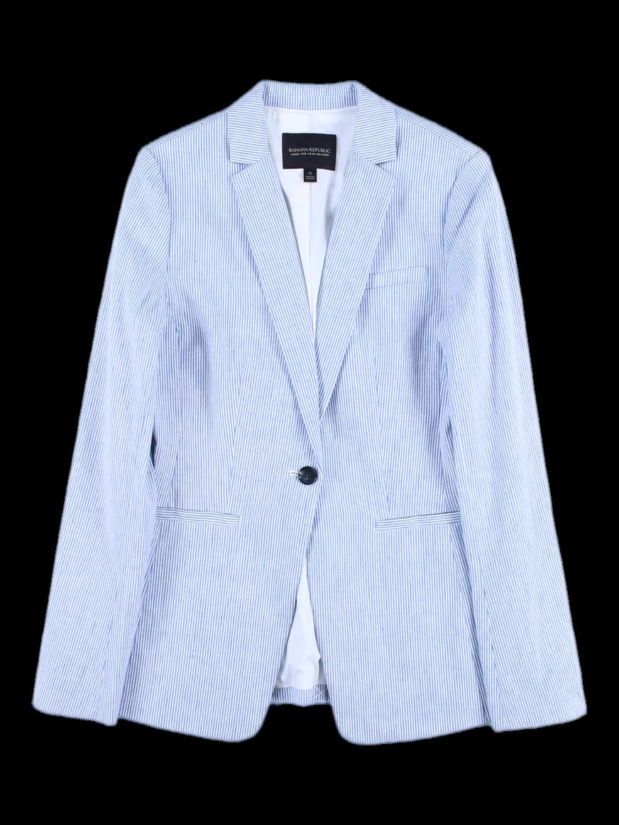 스트라이프 카라 자켓