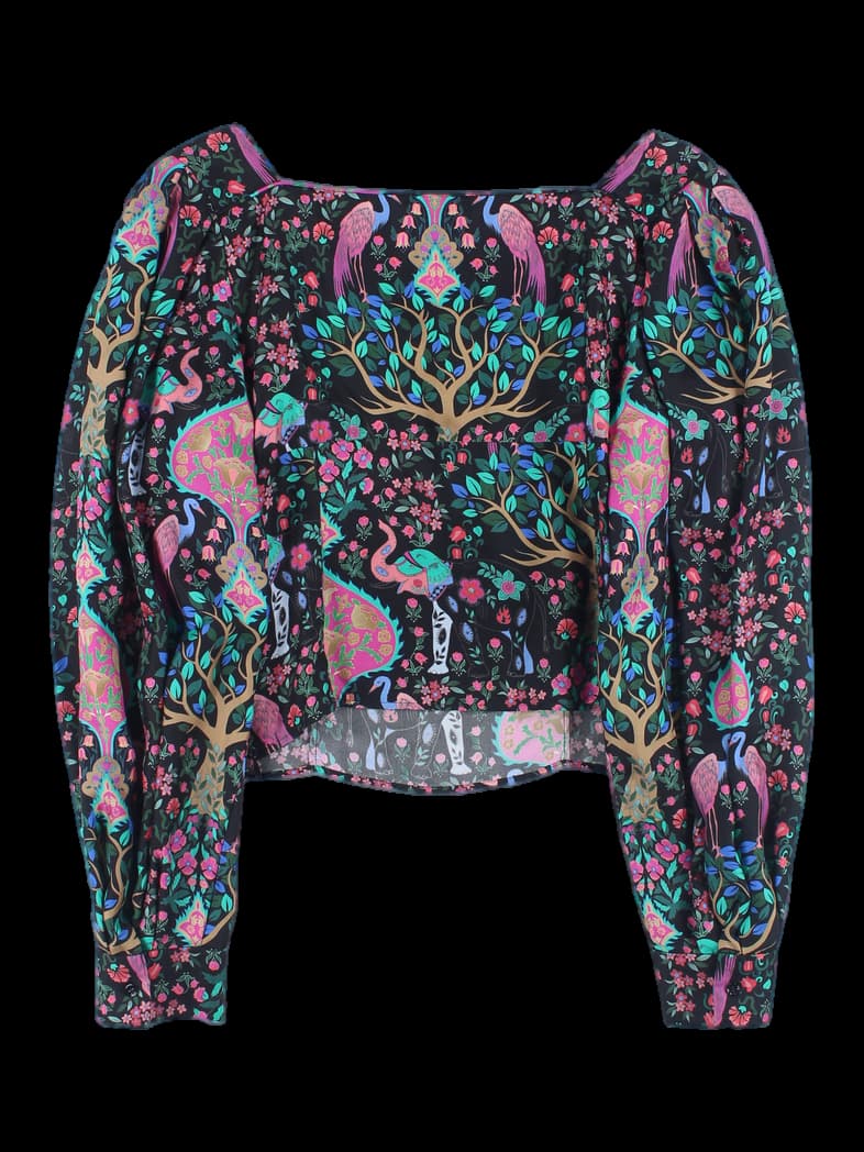 프린트 긴팔 블라우스