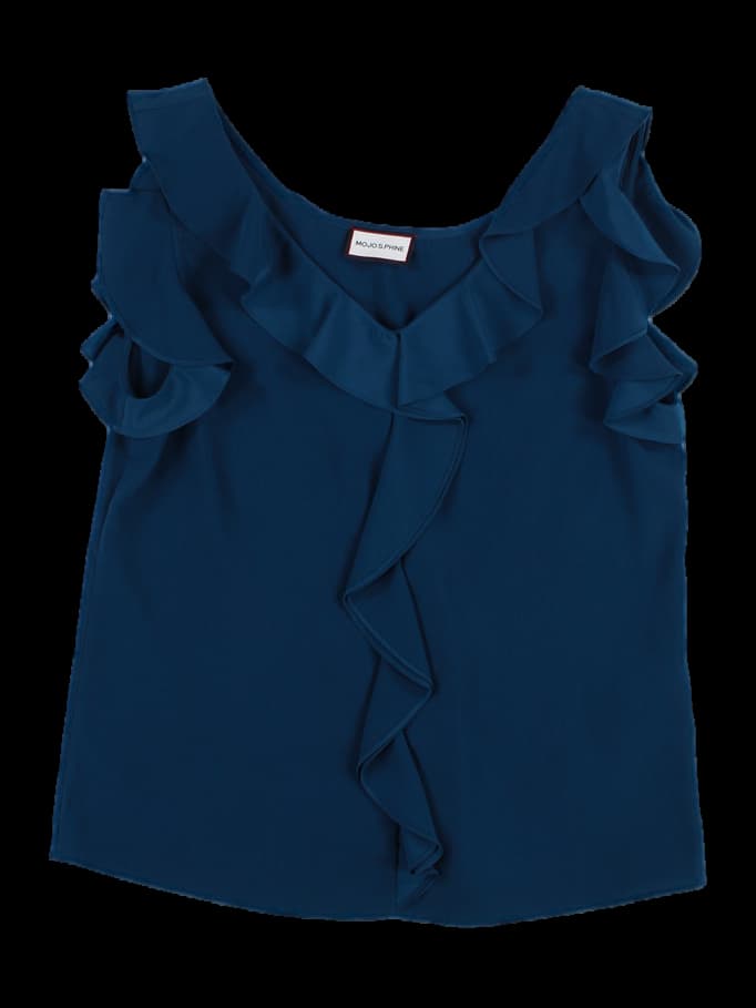 프릴 민소매 블라우스