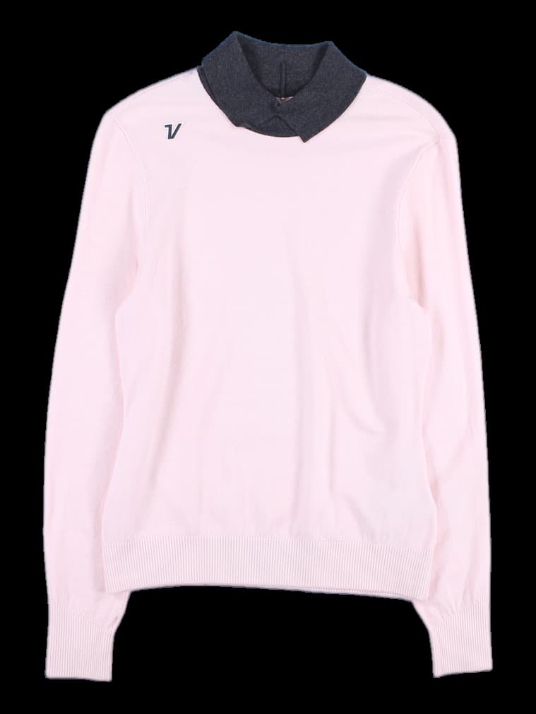  카라 배색 니트 티셔츠