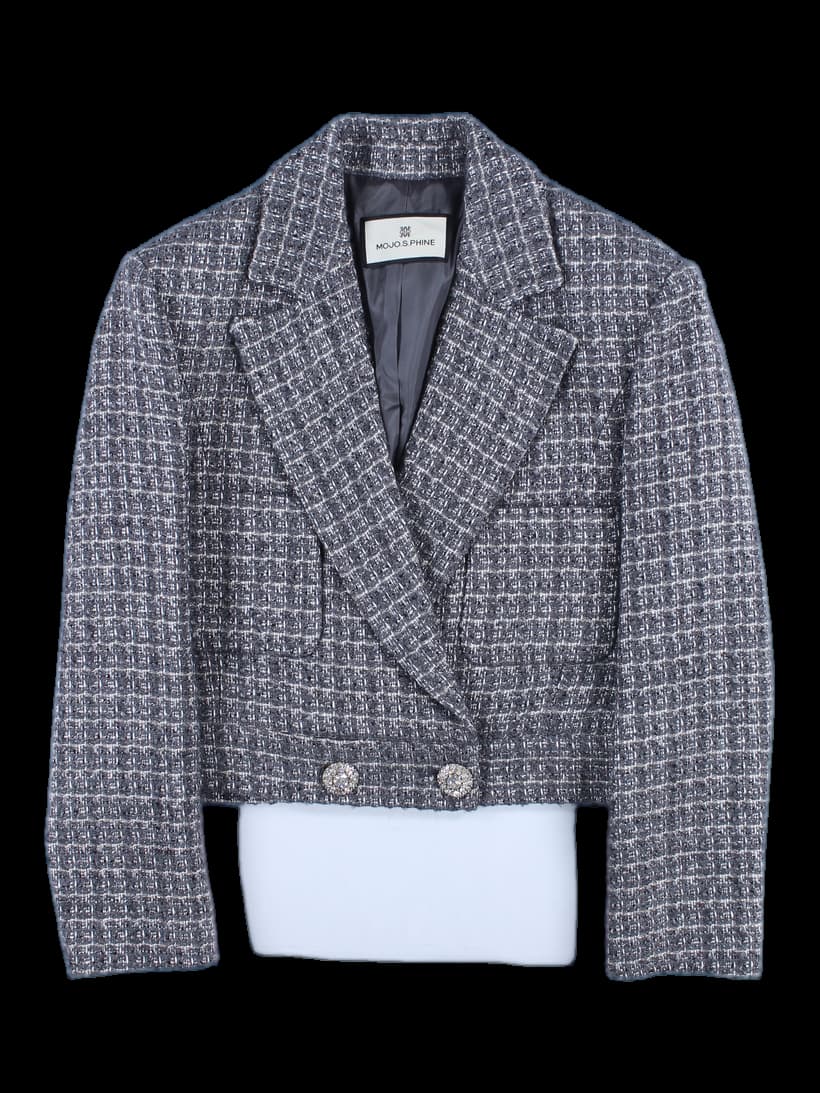 큐빅 버튼 트위드 자켓