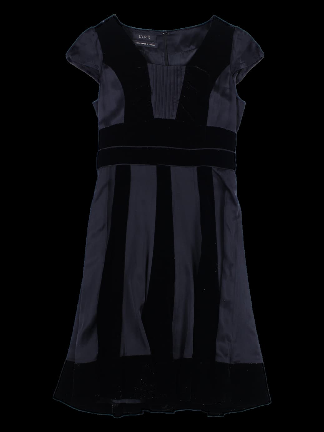 캡 소매 벨벳 트리밍 원피스