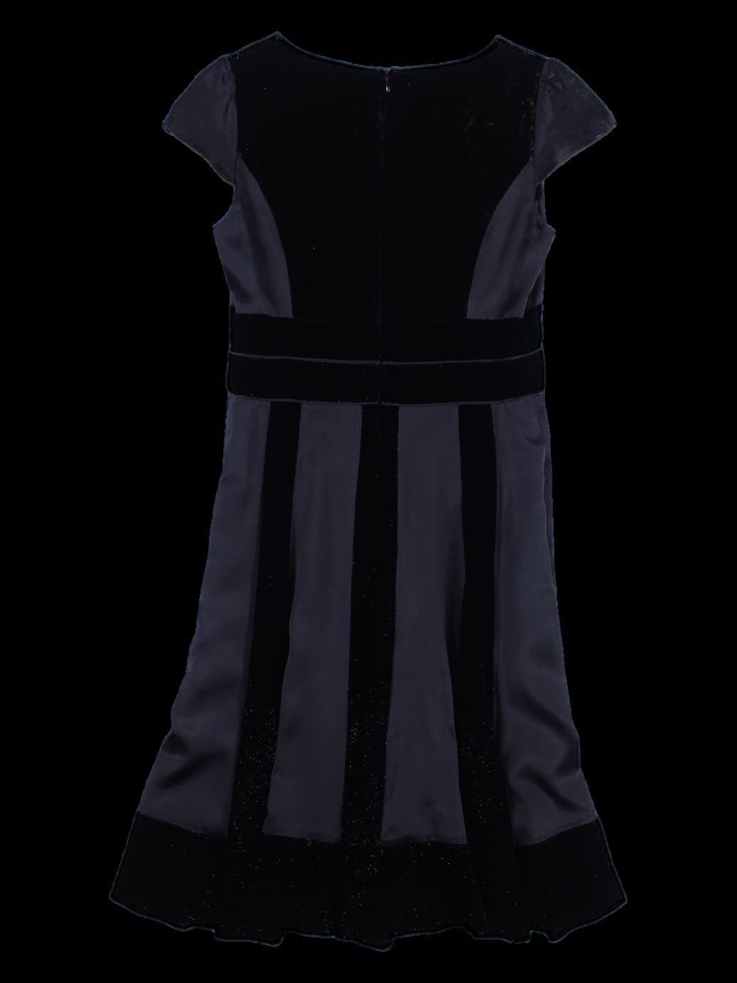 캡 소매 벨벳 트리밍 원피스