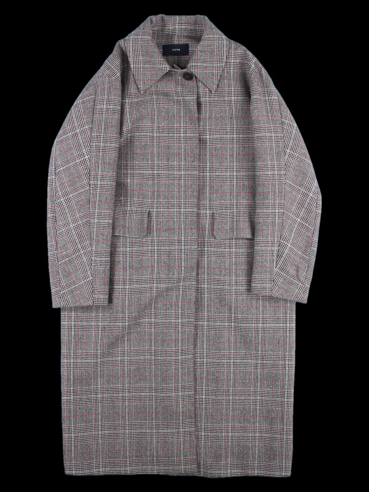 글렌 체크 롱 코트