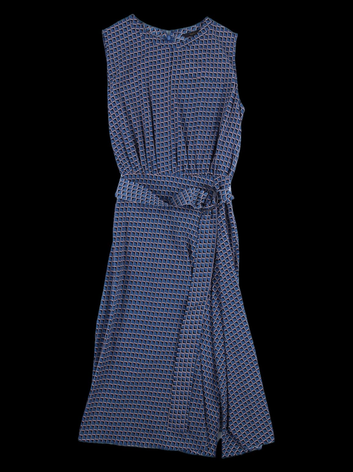 허리 셔링 벨트 패턴 롱 원피스