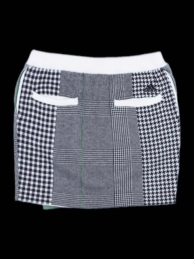 체크 밴딩 니트 스커트