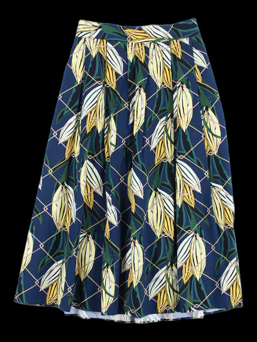 반밴딩 패턴 주름 스커트