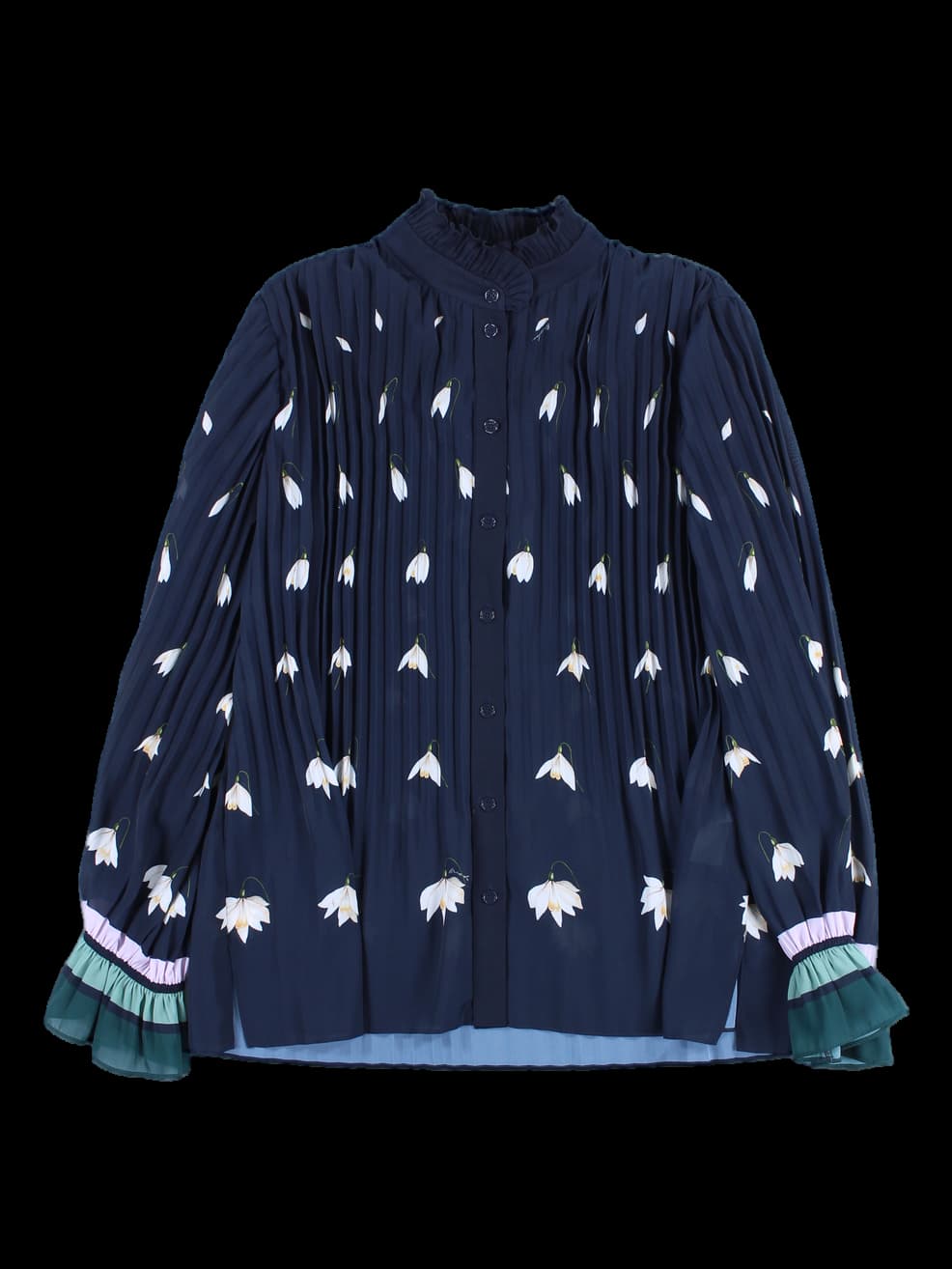 패턴 플리츠 쉬폰  블라우스