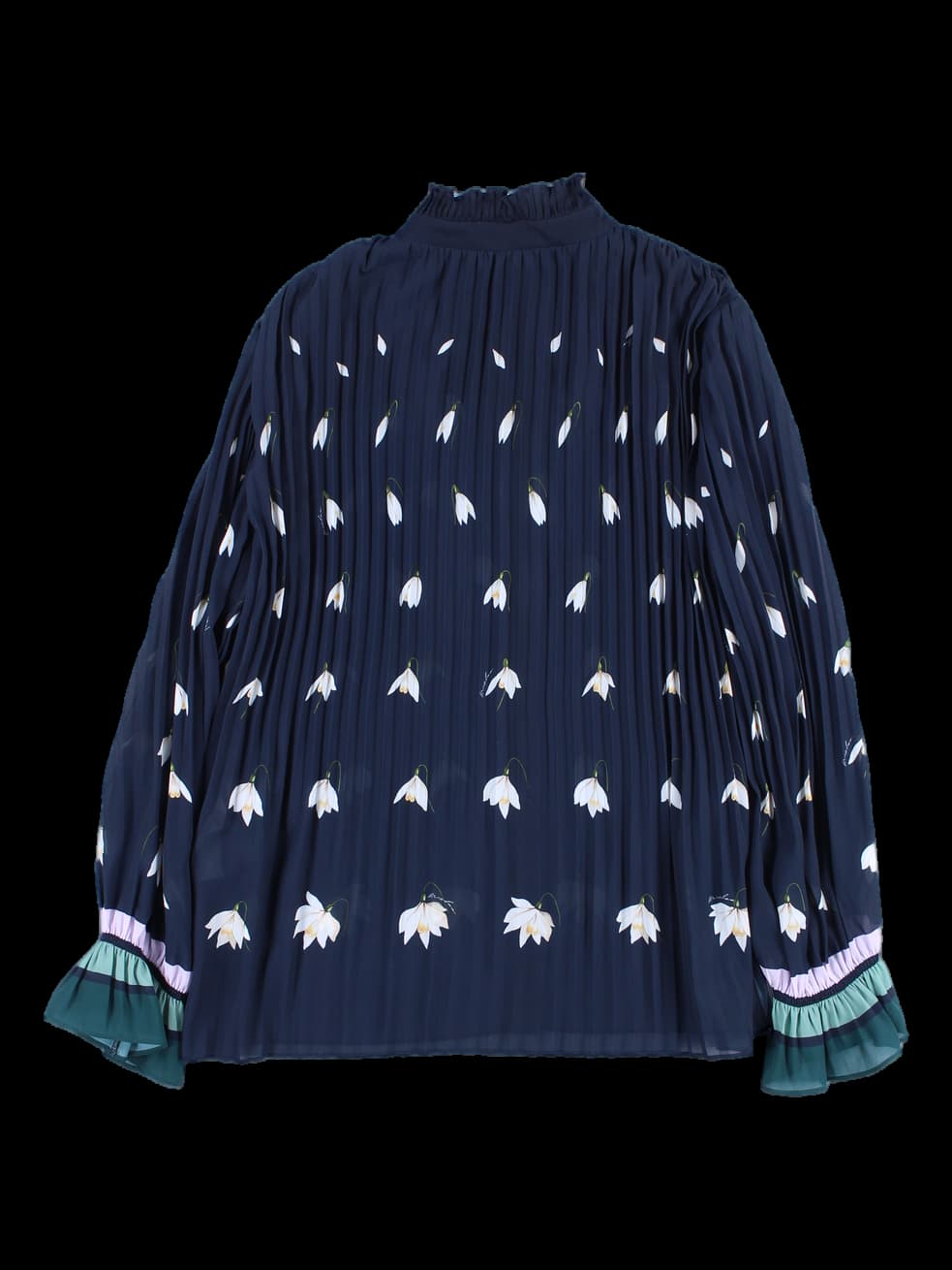 패턴 플리츠 쉬폰  블라우스