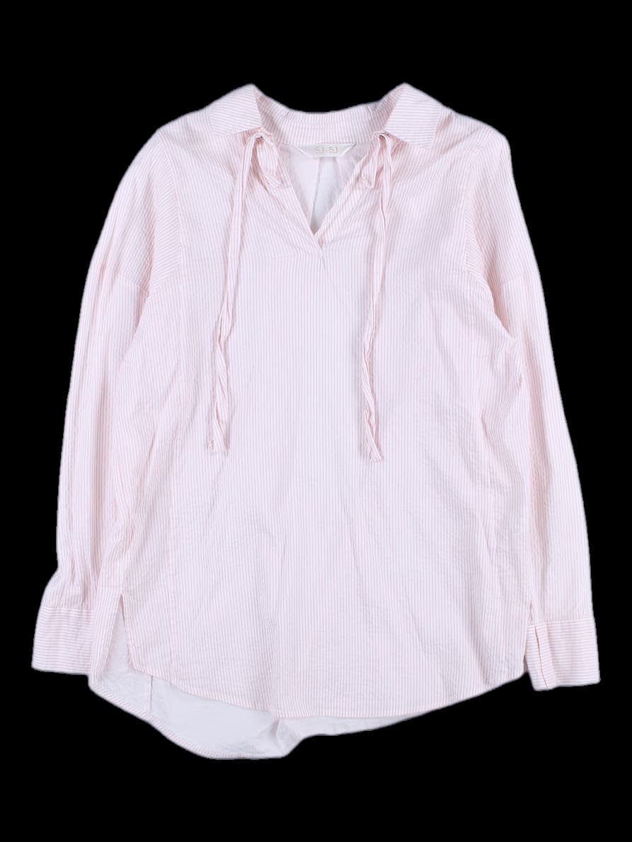 브이넥 면 긴팔 티셔츠