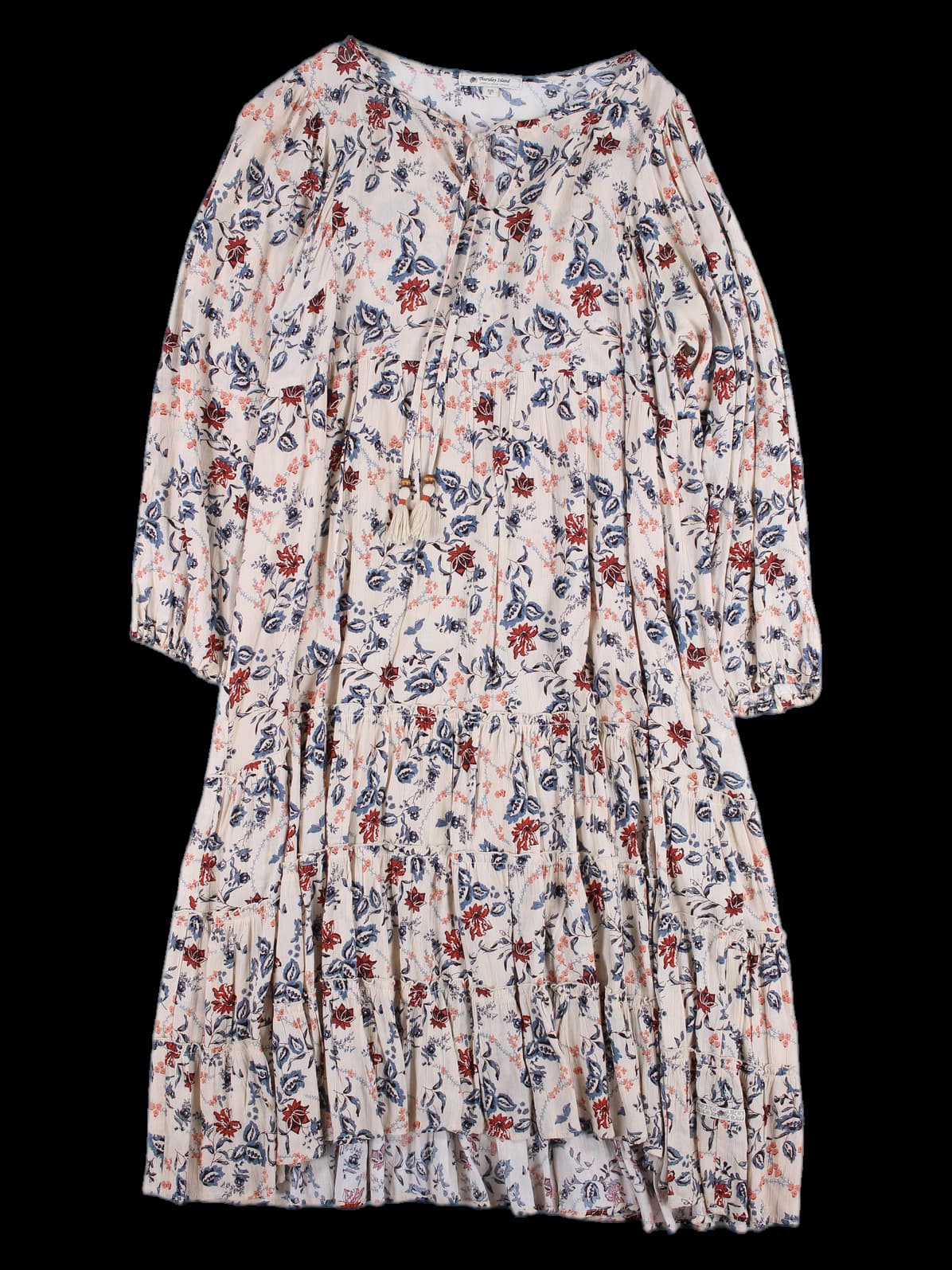 패턴 셔링 레이어드 원피스