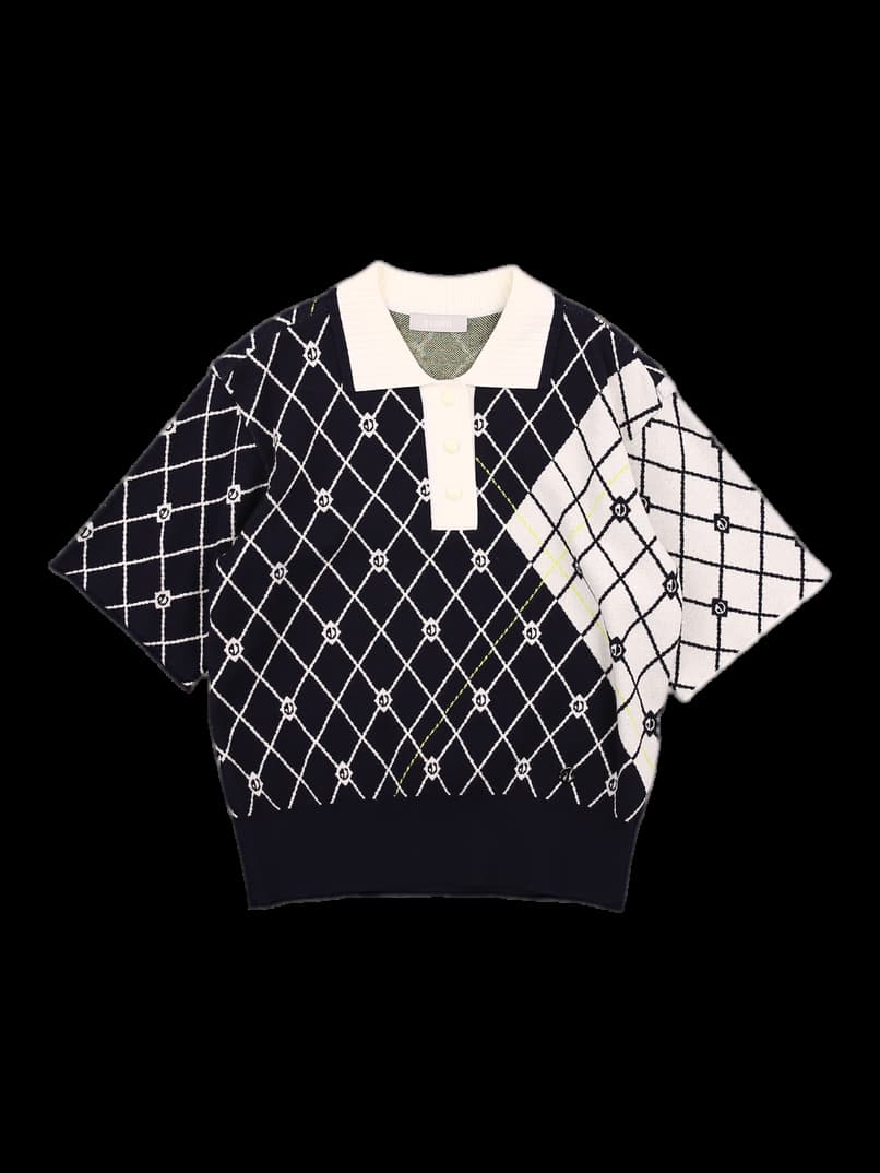 여성 니트 반팔 카라 티