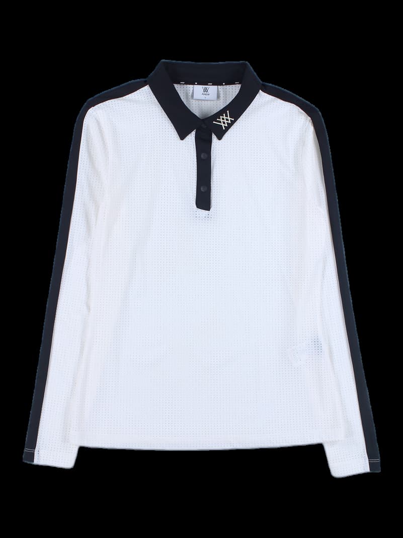 여성 긴팔 카라 티