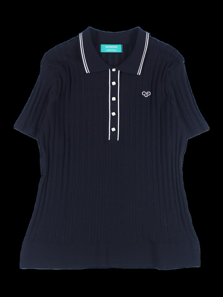 여성 니트 반팔 카라 티