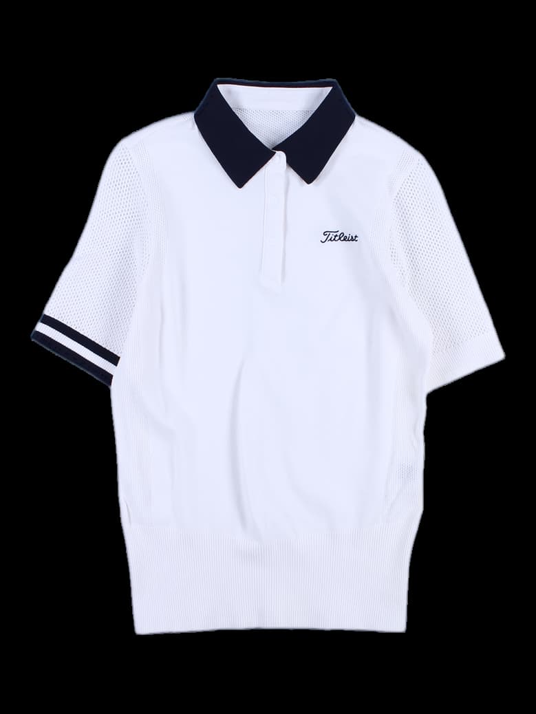 여성 니트 반팔 카라 티