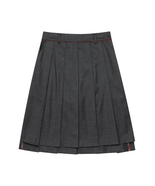 울 언밸런스 미디 플리츠 큐롯(CHARCOAL GRAY)