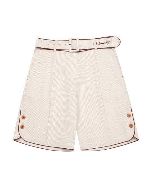 서커 스트라이프 하프 팬츠(BEIGE)