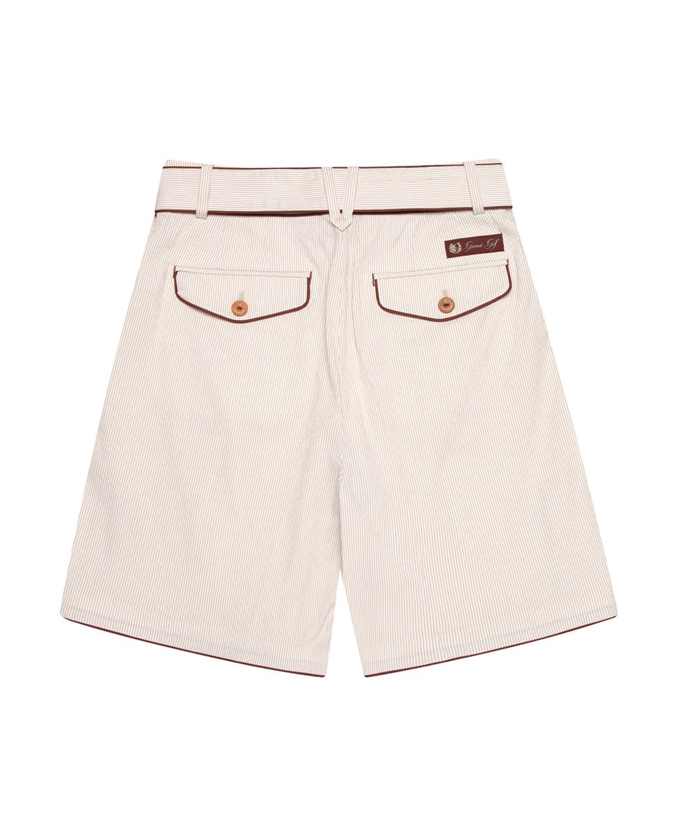서커 스트라이프 하프 팬츠(BEIGE)