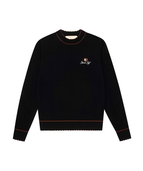 스칼럽 라운드넥 풀오버(BLACK)