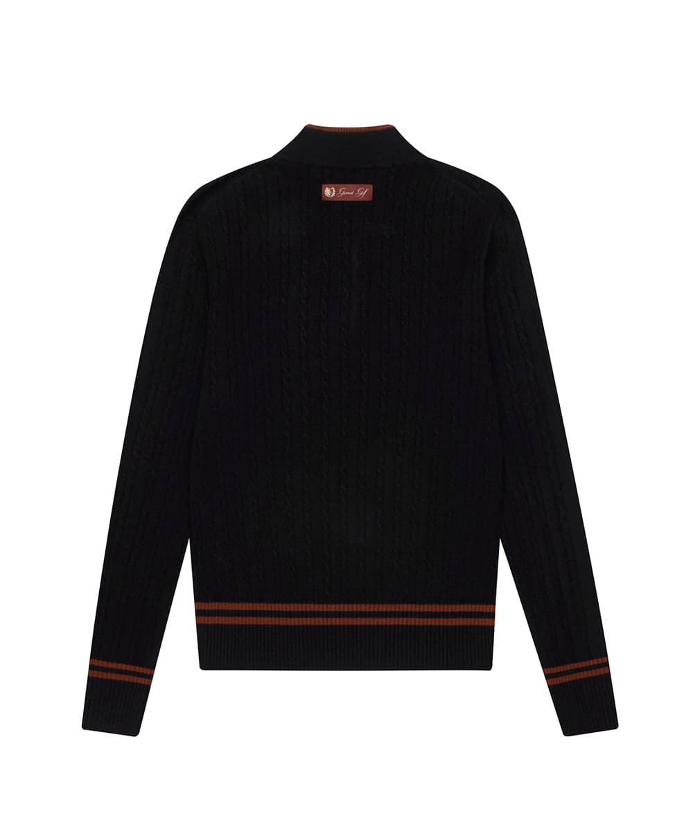 케이블 더블넥 풀오버 우먼(BLACK)