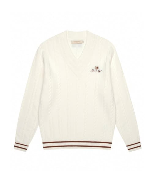 [남성] 울 케이블 브이넥 풀오버(WHITE)