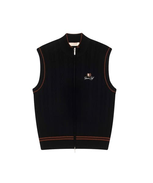 [남성] 케이블 하이넥 풀오픈 베스트 맨(BLACK)