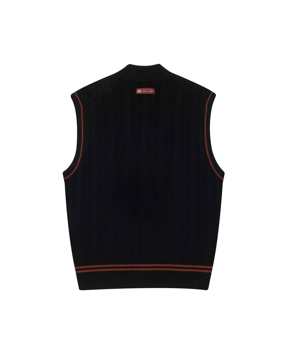 [남성] 케이블 하이넥 풀오픈 베스트 맨(BLACK)