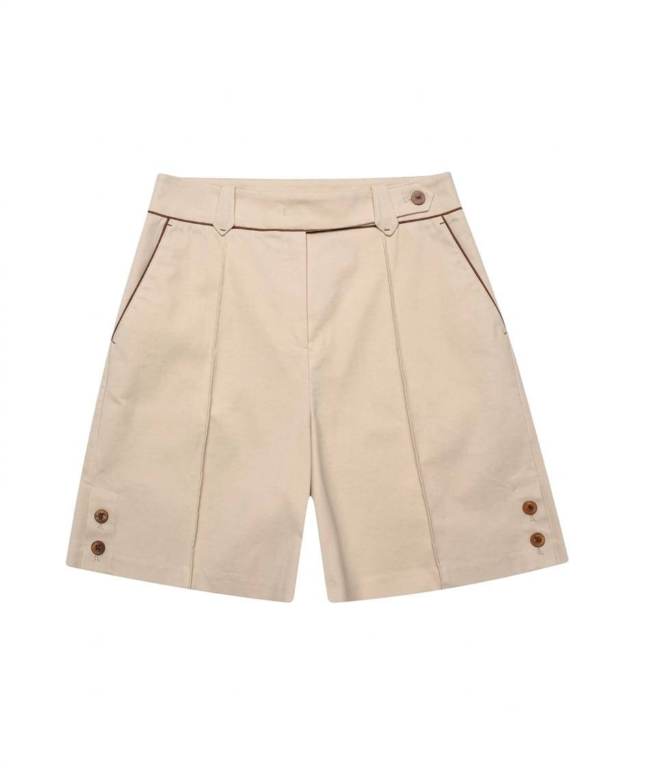 클래식 핀턱 하프팬츠(BEIGE)