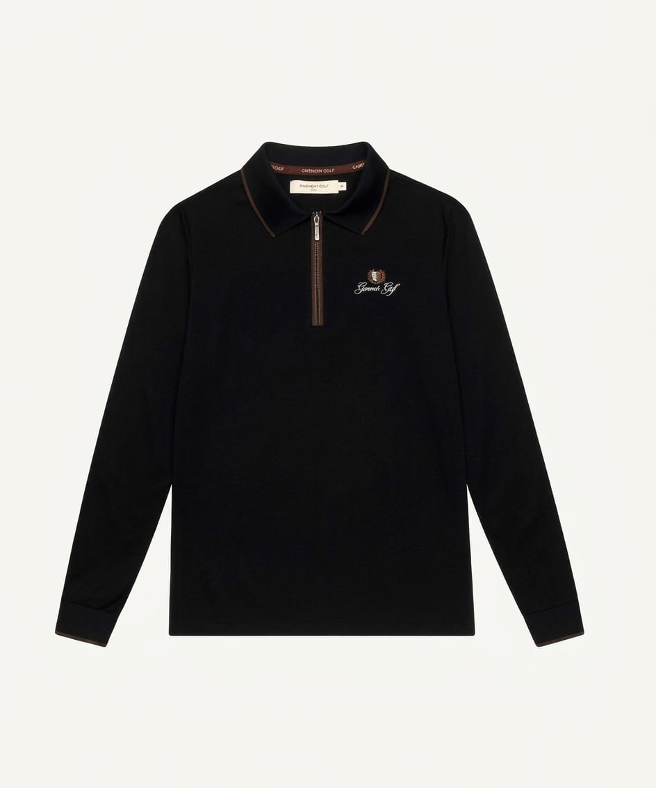 카라 하프 집업 티셔츠 우먼(BLACK)