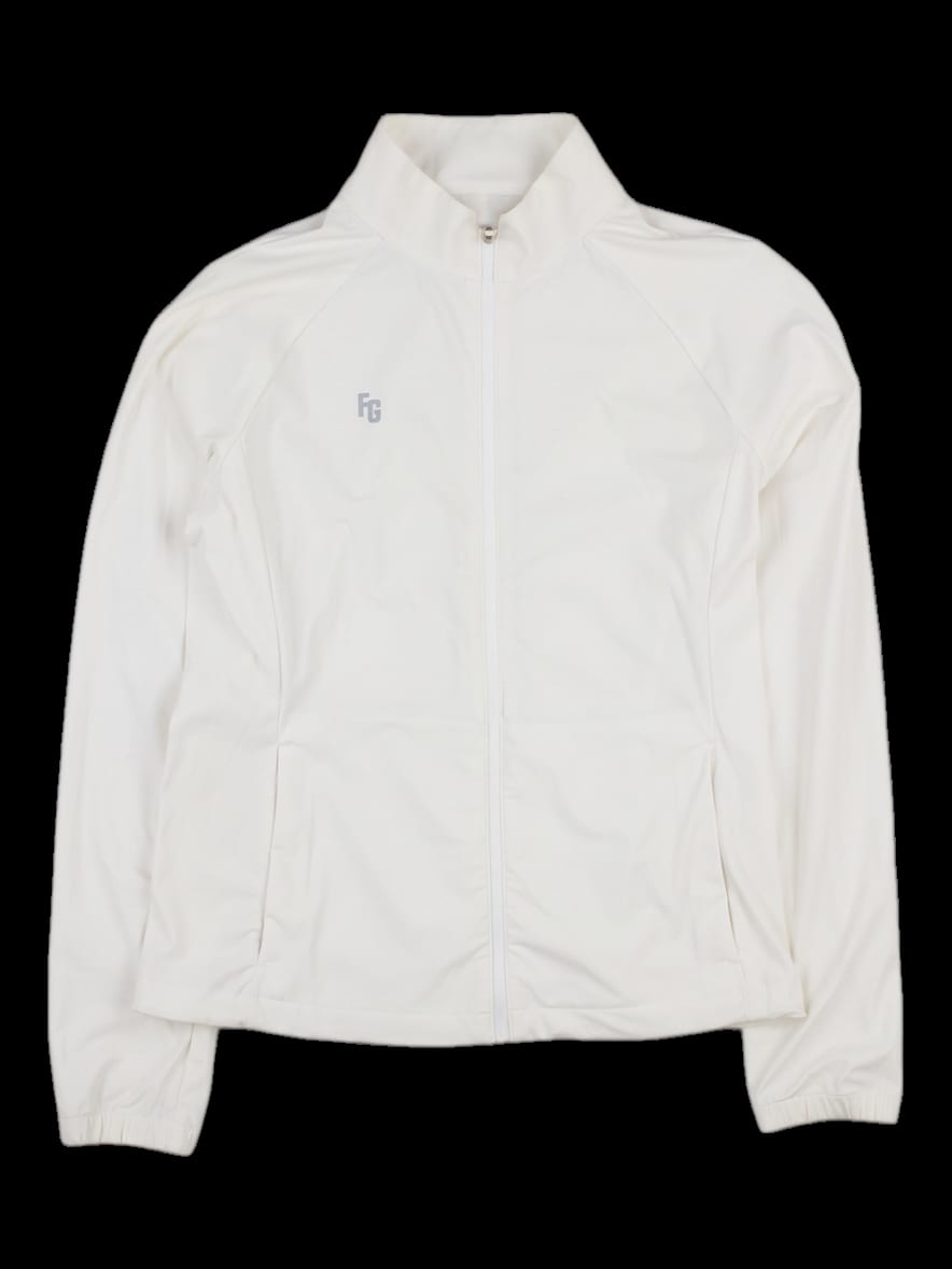 화이트 하이넥 풀집업 바람막이 점퍼