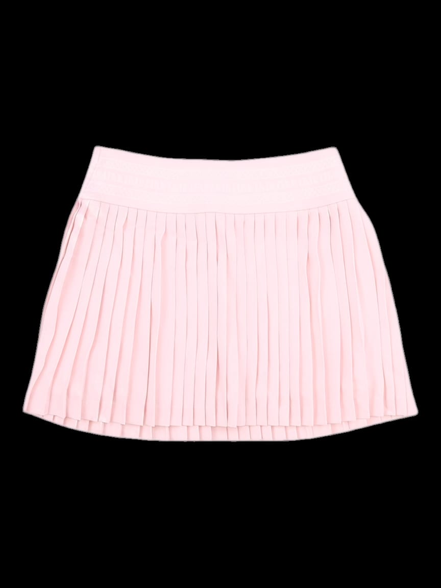 핑크 솔리드 플리츠 미니 스커트