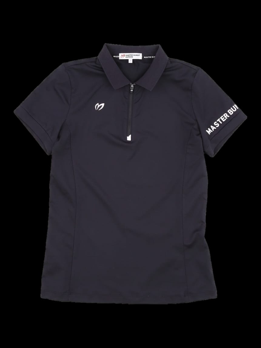 블랙 하프 지퍼 반팔 카라티셔츠