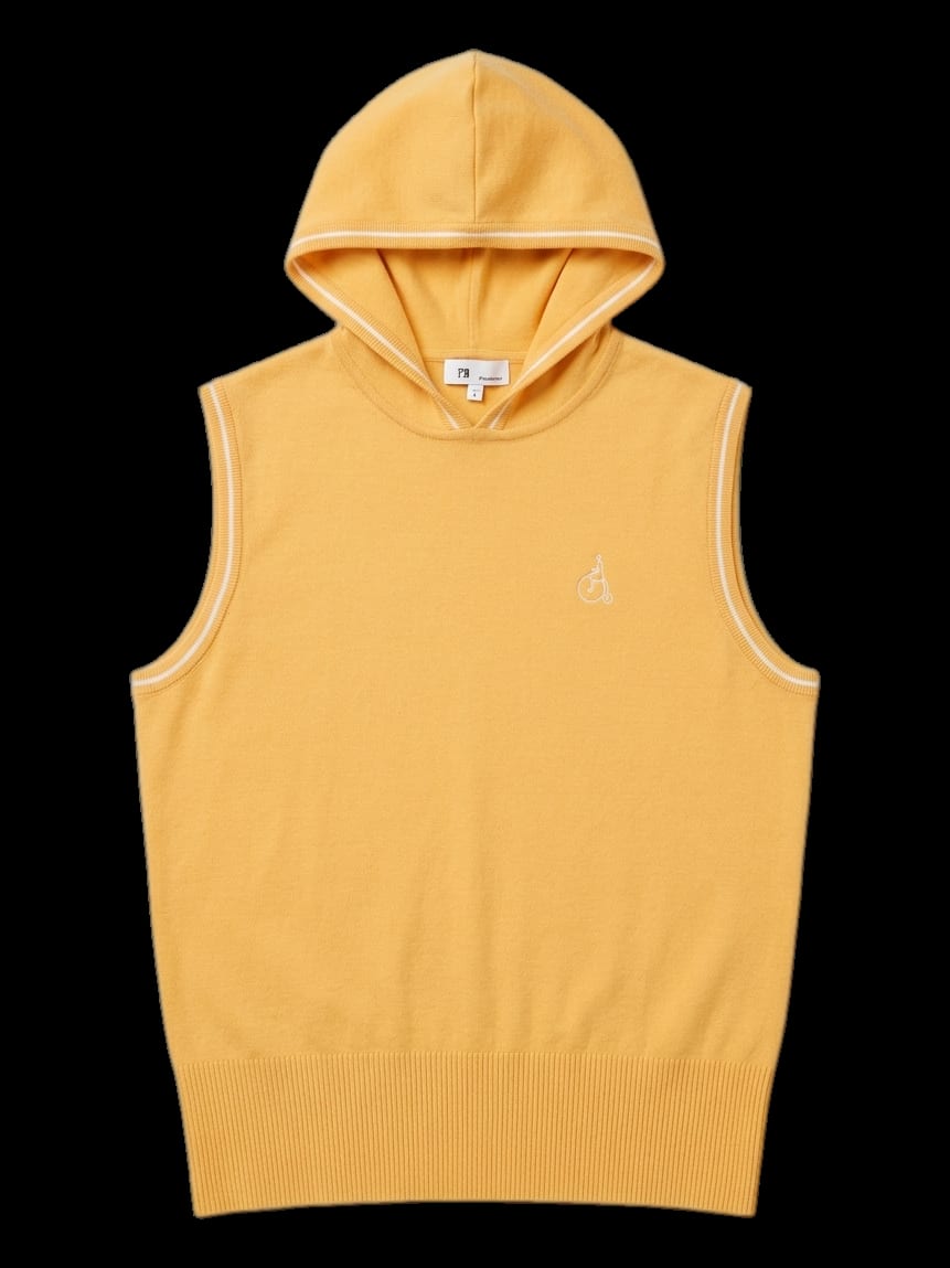 옐로우 후디드 sleeveless 니트 베스트