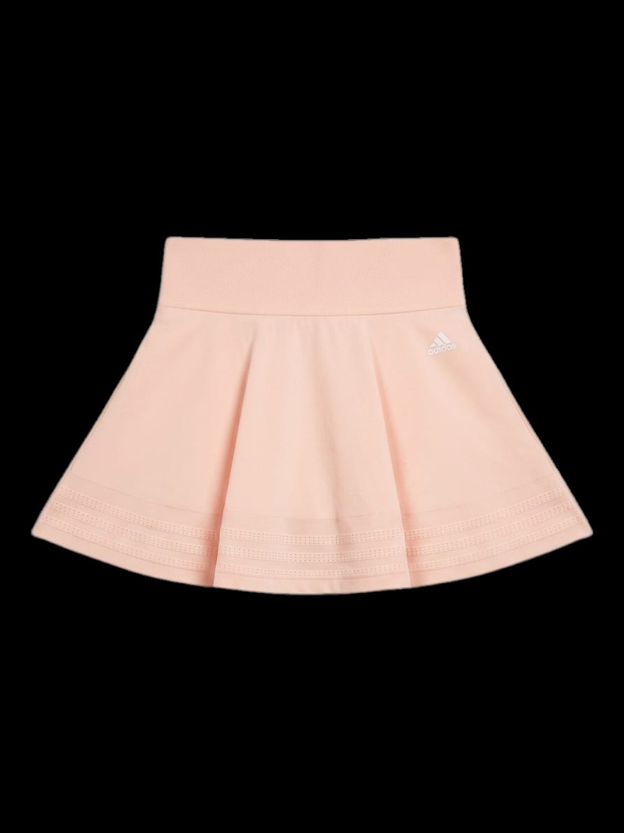 연한 핑크 단색 니트 플레어 스커트