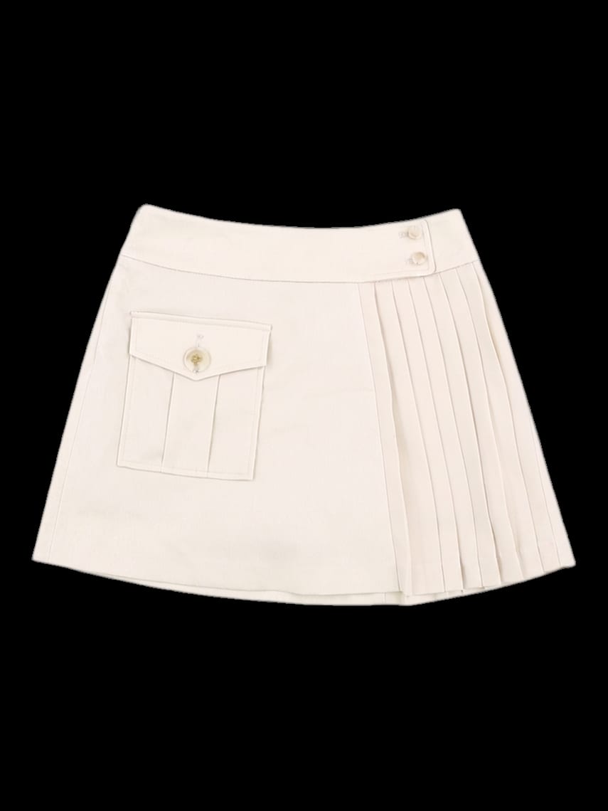 아이보리 카고 포켓 플리츠 랩 스커트