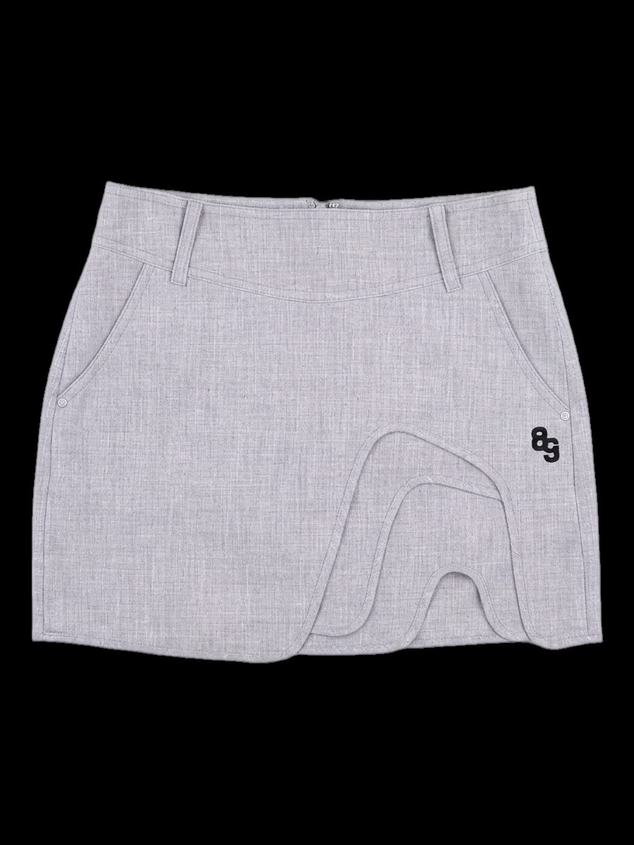 그레이 멜란지 언발란스 랩 스커트