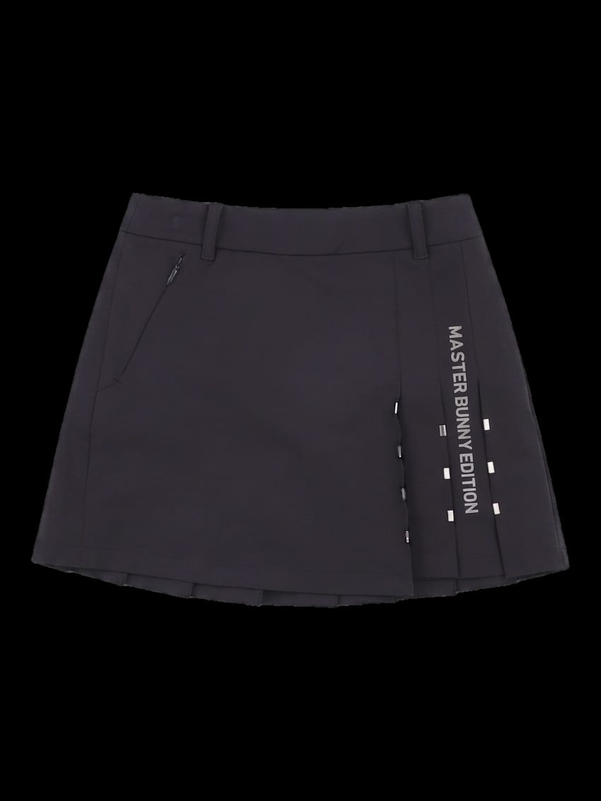 블랙 플리츠 랩 스커트