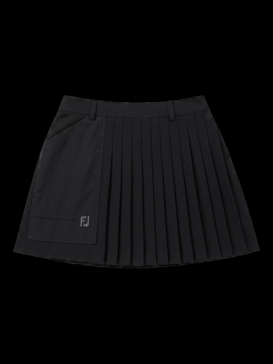 블랙 플리츠 믹스 미니 스커트
