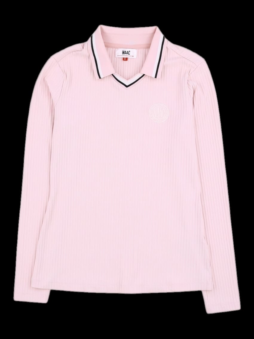 라이트 핑크 골지 긴팔 카라티
