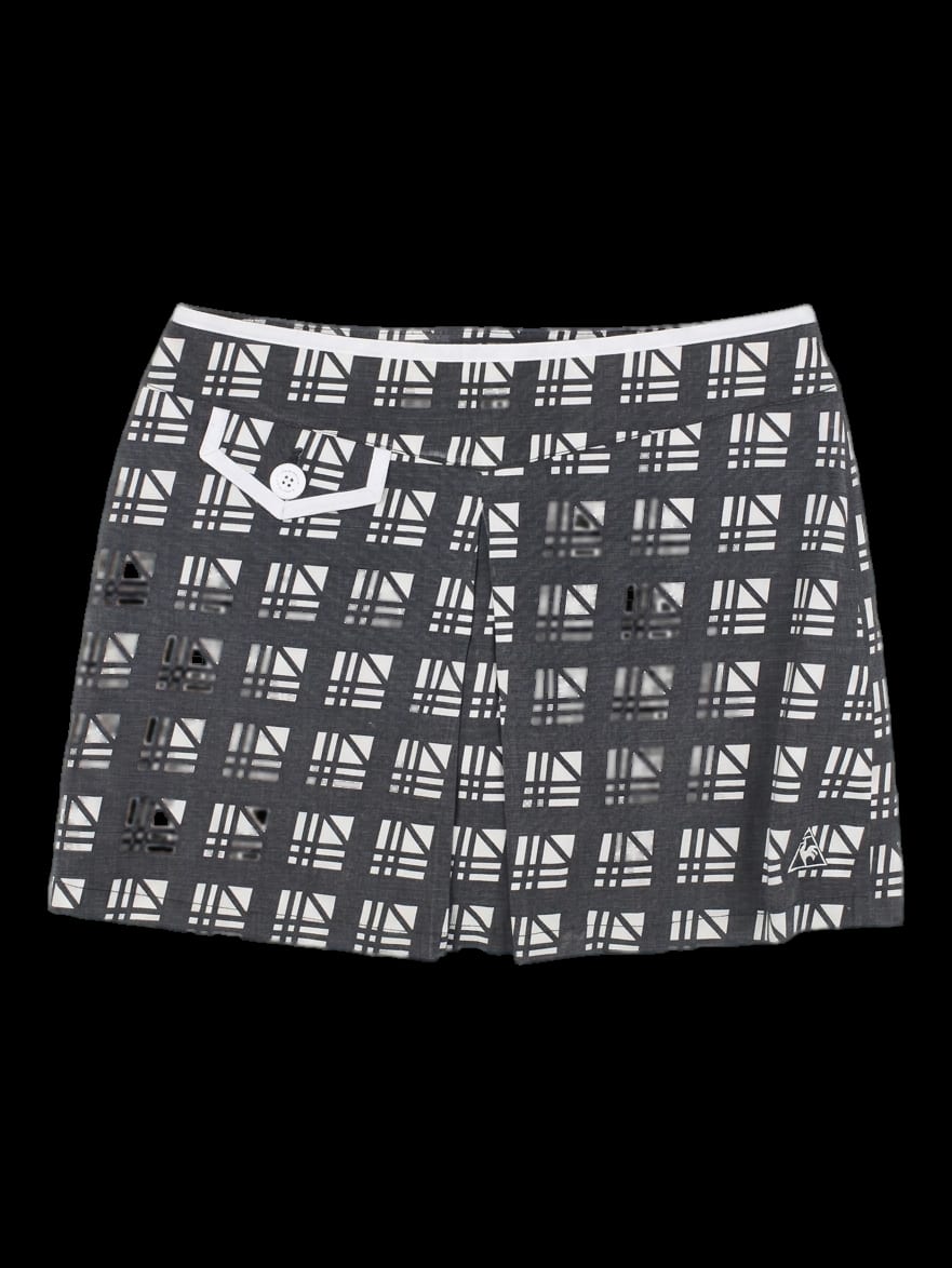 블랙 앤 화이트 지오메트릭 패턴 큐롯 스커트