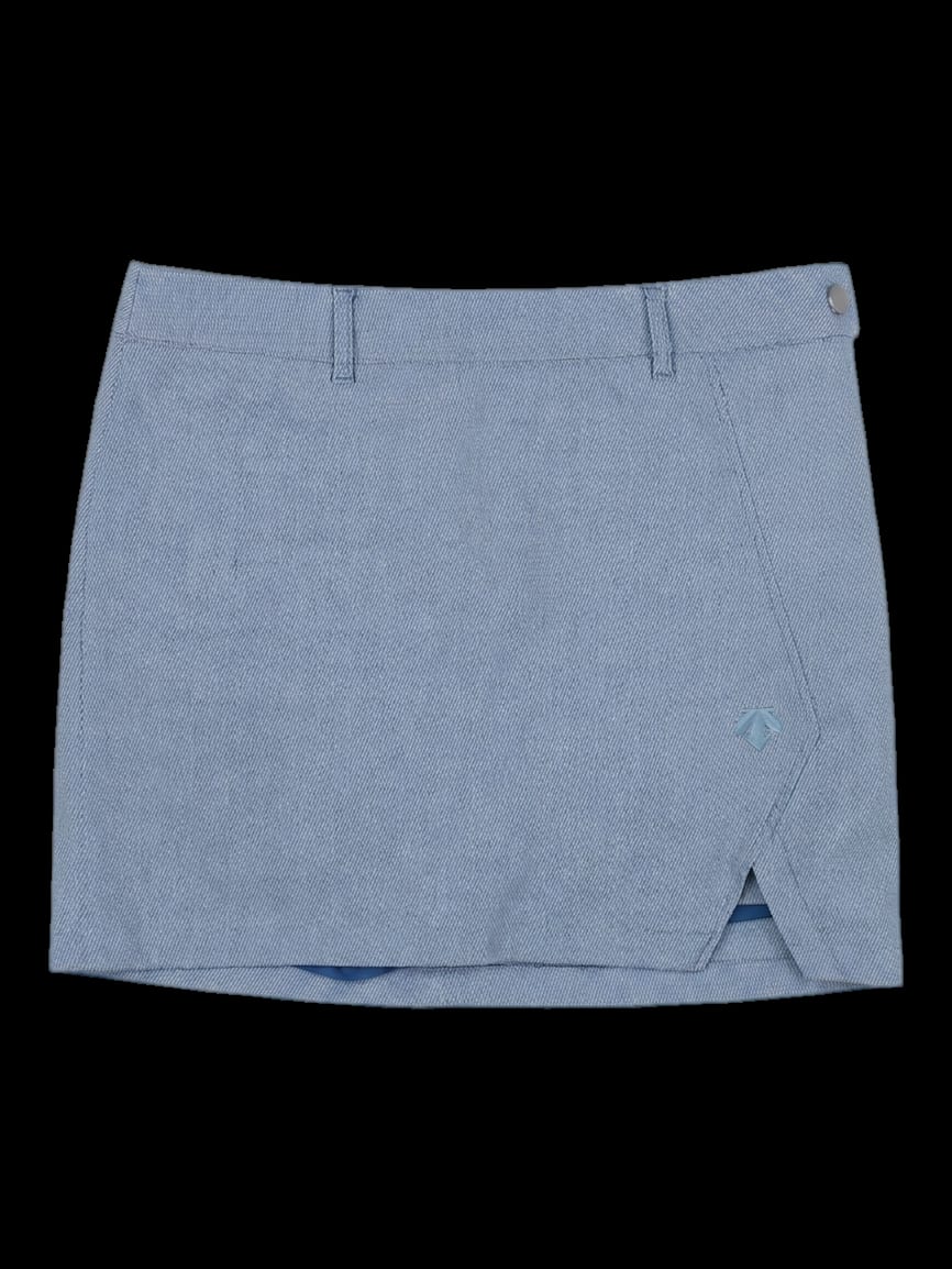 블루 마이크로 체크 패턴 미니 스커트