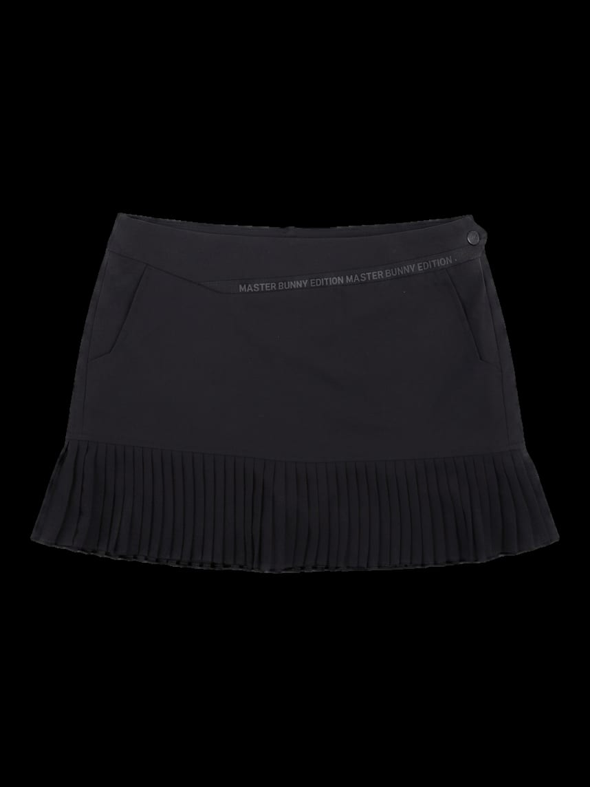 블랙 하단 플리츠 미니 스커트