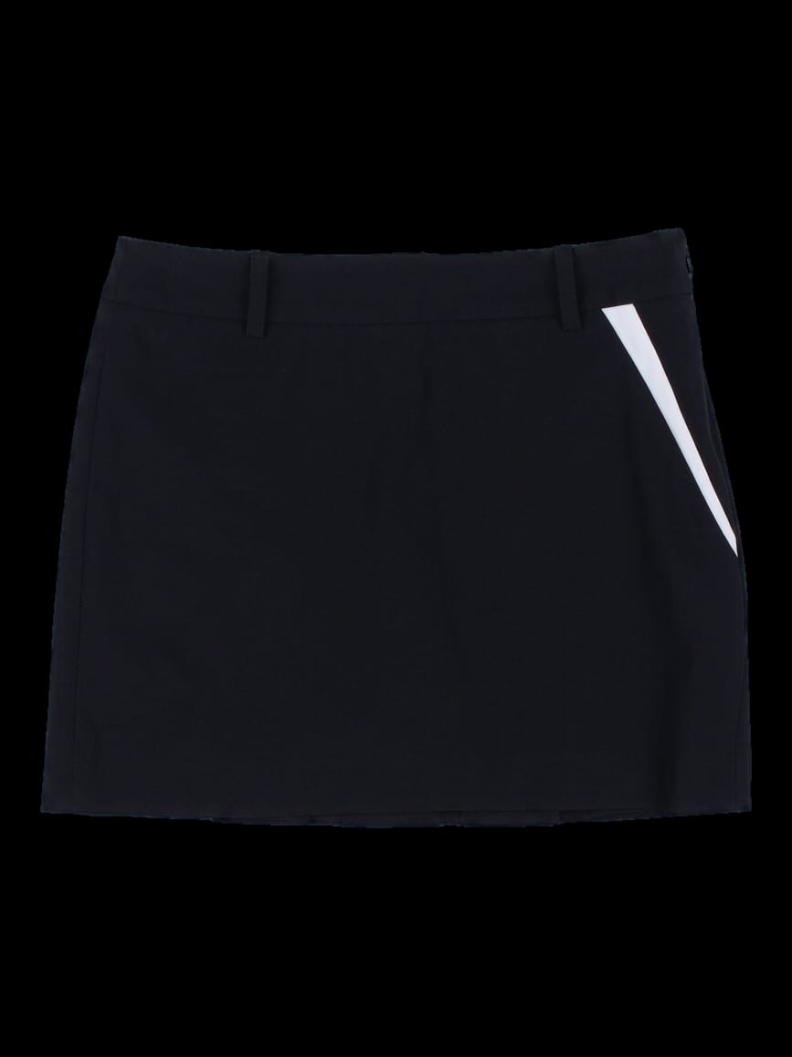 블랙 배색 포인트 플리츠 미니 스커트