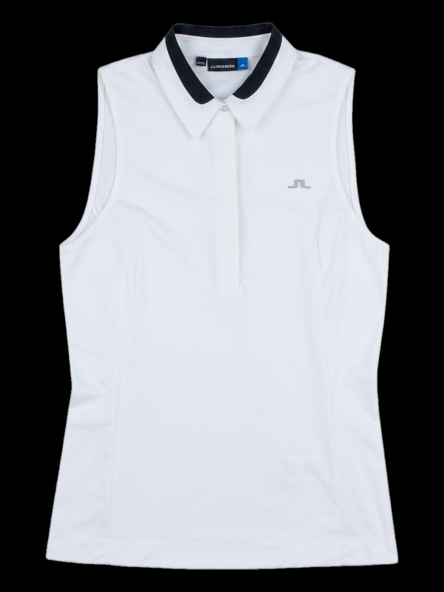 화이트 블랙 배색 sleeveless 카라 티셔츠