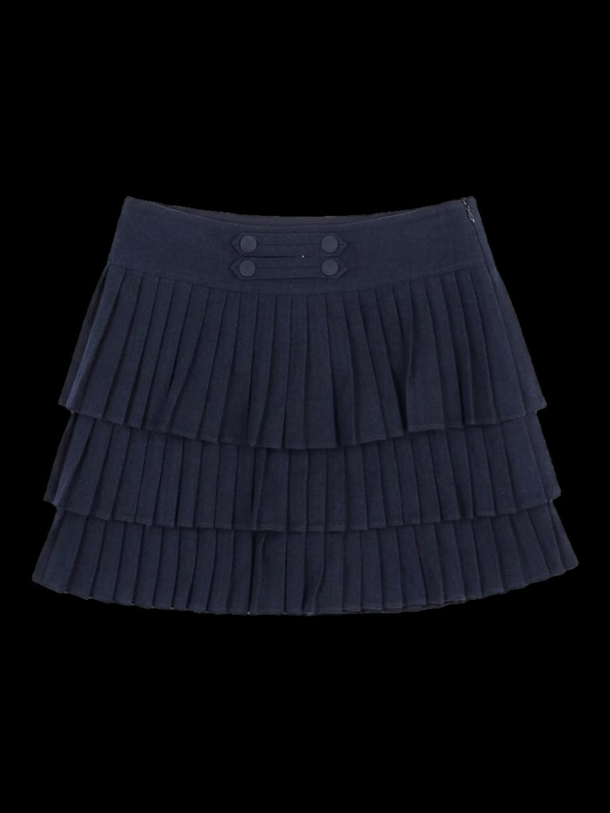 네이비 티어드 플리츠 스커트