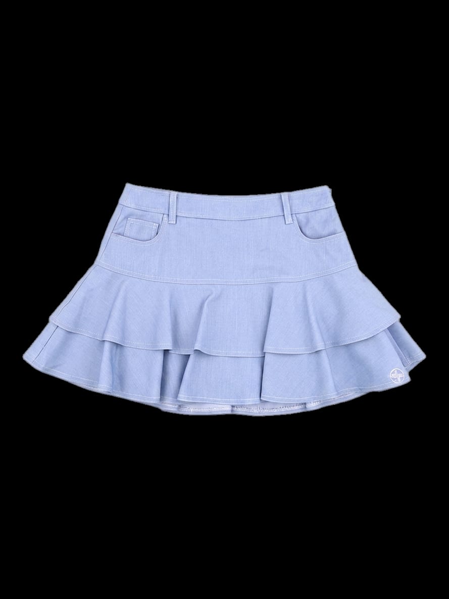 연청 데님 투티어 캉캉 스커트