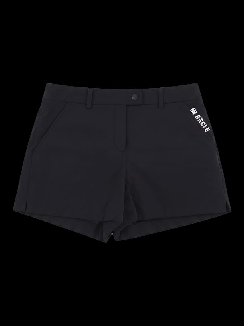 블랙 솔리드 로고 포인트 반바지