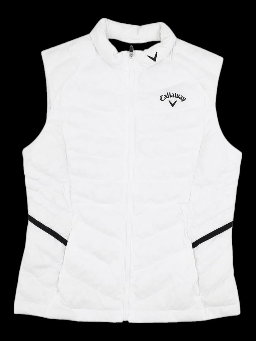 화이트 퀄팅 하이넥 패딩 베스트