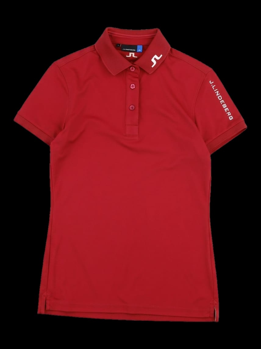 레드 카라 로고 프린트 반팔 티셔츠